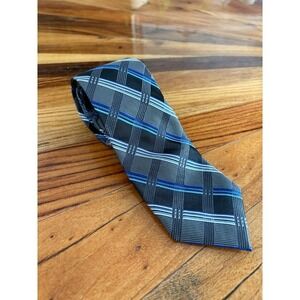 Pronto Uomo Silk Necktie Gray Black Blue Patterned Business Formal Men
